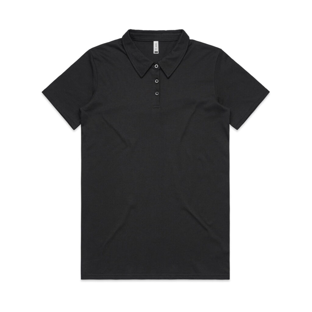 AS Colour Womens Amy Polo Custom Wholesale Print Dropship Fulfillment POD Black Front