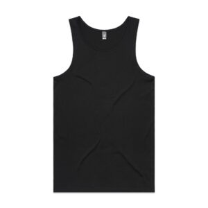 AS Colour Mens Low Down Tank Singlet Custom Wholesale Print Dropship Fulfillment Black POD Front